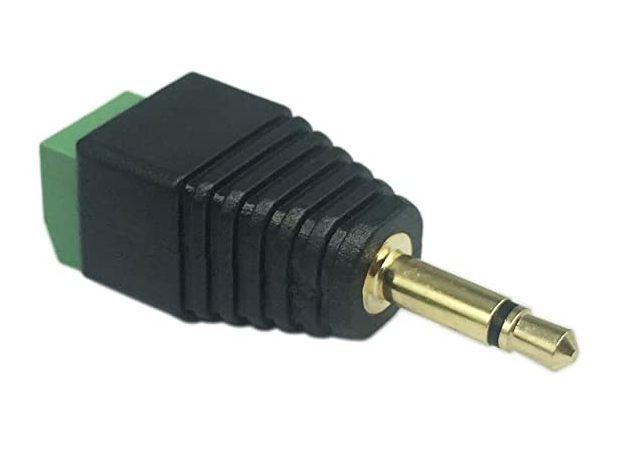 Jack connector 3.5mm 2-polig male zwart met schroefterminals